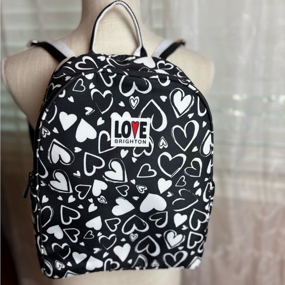 Brighton Endless Love Backpack Black/White Hearts